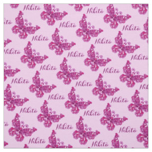 Tissu Motif stylisé par papillon nommé rose personnali