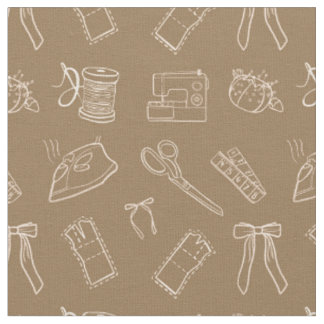 Tissu Motif thématique de couture marron
