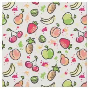 Tissu motif tiré par la main de fruits