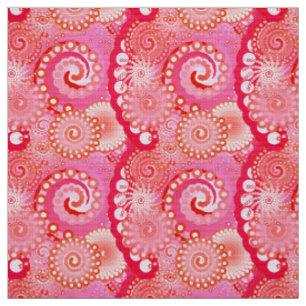 Tissu Motif tourbillon fractal, rose, fuchsia, corail