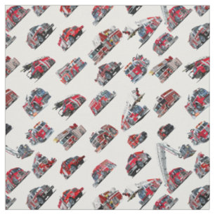 Tissu Motif transparent de camions de pompiers de dessin
