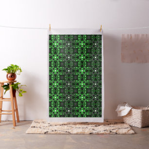 Tissu motif tribal africain noir et blanc vert