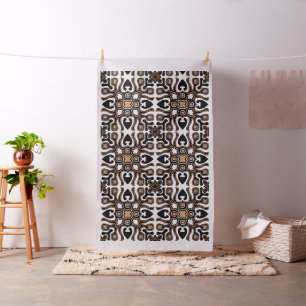 Tissu Motif tribal africain noir orange