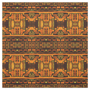 Tissu Motif tribal autochtone de bronze et Brown