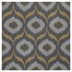 Tissu motif tribal Cool masculin noir gris d'or ikat