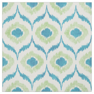 Tissu motif tribal Cool turquoise et vert des ikat