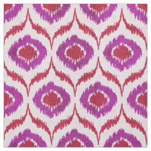 Tissu motif tribal mûr rouge et mauve ikat