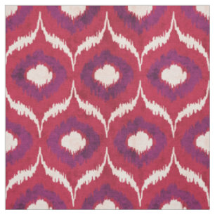 Tissu motif tribal mûr rouge et mauve ikat