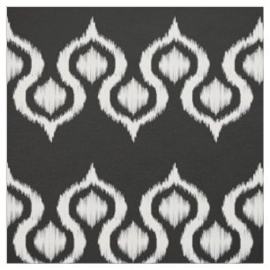 Tissu Motif tribal noir et blanc d'Ikat