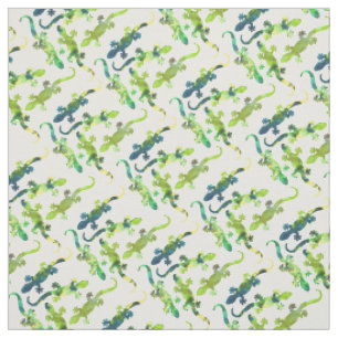 Tissu Motif tropical de lézard d'aquarelle verte