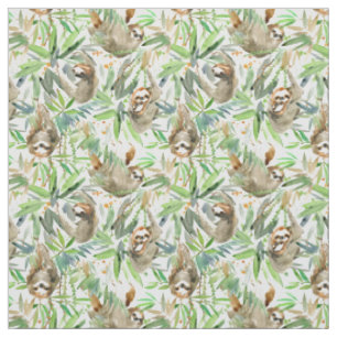 Tissu Motif tropical de paresse d'aquarelle