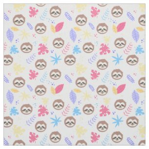 Tissu Motif tropical de paresse et de feuille