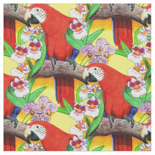 Tissu Motif tropical de perroquets