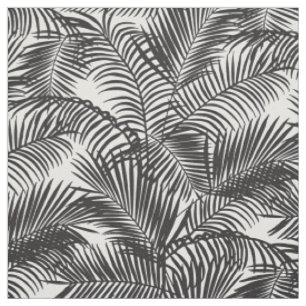 Tissu Motif tropical noir moderne de palmiers