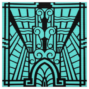 Tissu Motif, turquoise et noir architecturaux de Deco