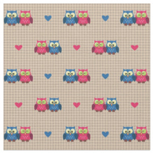 Tissu Motif vérifié avec des hiboux d'amour