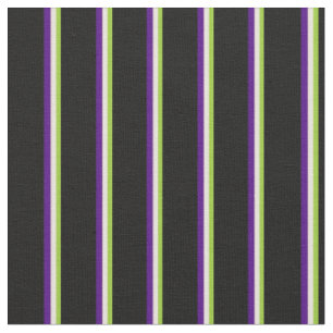 Tissu Motif vert, beige, indigo et rayures noires