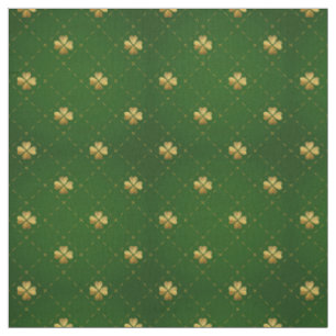 Tissu Motif vert d'or de trèfle