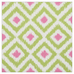 Tissu Motif vert et rose de large échelle d'Ikat de