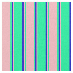 Tissu Motif vert, rose clair et bleu
