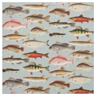 Tissu Motif vintage de poisson nord-américain