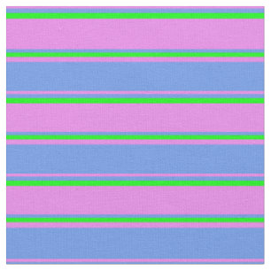 Tissu Motif Violet, Cornflower Blue et Lime Lines