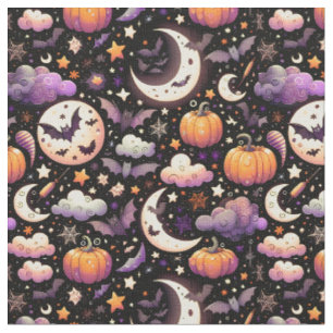 Tissu Motif Whimsical Halloween Night Sky