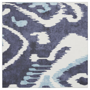 Tissu motifs tribaux chic indigo bleu et blanc ikat