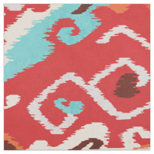 Tissu motifs tribaux chics et audacieux de turquoise ika