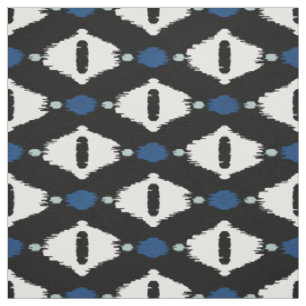 Tissu motifs tribaux de l'Iikat bleu et blanc