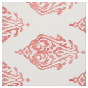Tissu motifs tribaux mignons, rouges et blancs de damask