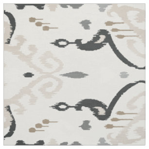 Tissu motifs tribaux noirs beiges beiges gris et doux