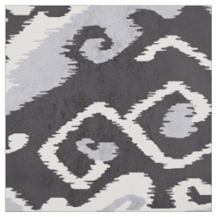 Tissu motifs tribaux noirs gris-gris-blanc kat