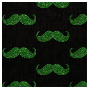 Tissu Moustache Parties scintillant verte