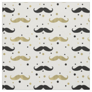 Tissu Moustaches noires de confettis d'or