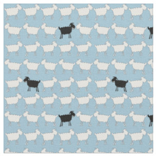 Tissu Mouton blanc noir amusant animal troupeau