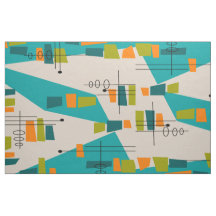 Moyen-siècle moderne atomique Turquoise Abstraite