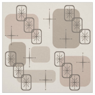 Tissu Moyen Siècle moderne Spoutnik Taupe