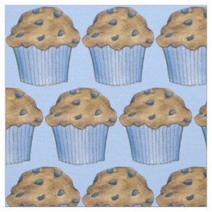 Tissu Muffins bleu bleuet muffin Petit-déjeuner Fabric