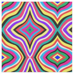 Tissu Multicolore Psychedélique Wavy Rhombus rayé