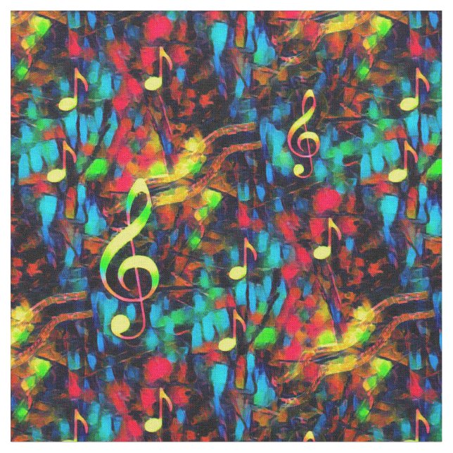 Tissu Music Notes Bright Abstrait Fabric (Fermer)