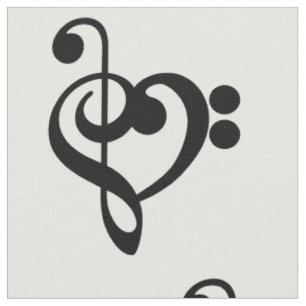 Tissu Musicien Coeur de musique - Treble Bass Clef