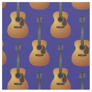 Tissu Musicien de guitare acoustique Salle Décor Bleu