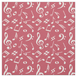 Tissu Musique. rose poussiéreux. Notes.Moderne.Lettrage