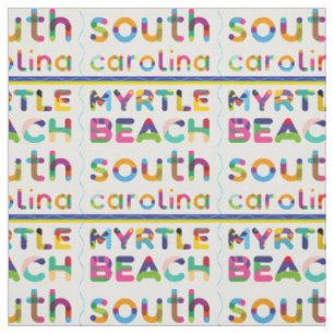 Tissu Myrtle Beach, Caroline du Sud. Motif de texte coul