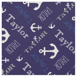 Tissu nautique bleu nommé personnalisé par Ancre