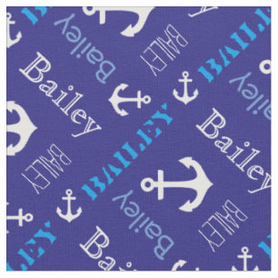 Tissu nautique bleu nommé personnalisé par Ancre