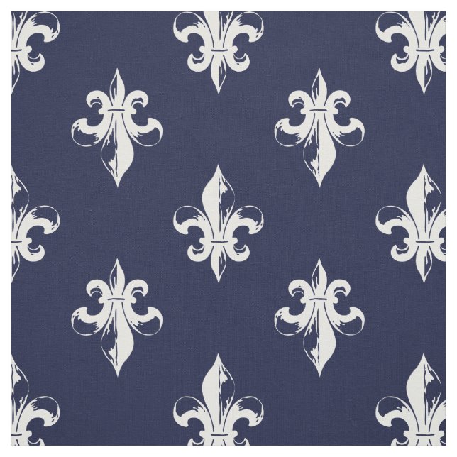 Tissu Navy Fleur De Lis Pattern (Échantillon)