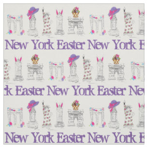 Tissu New York City NYC Happy Easter Landmarks Bâtiments