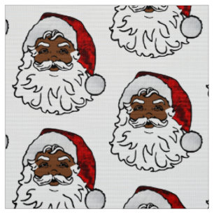 Tissu noël africain noir père Noël